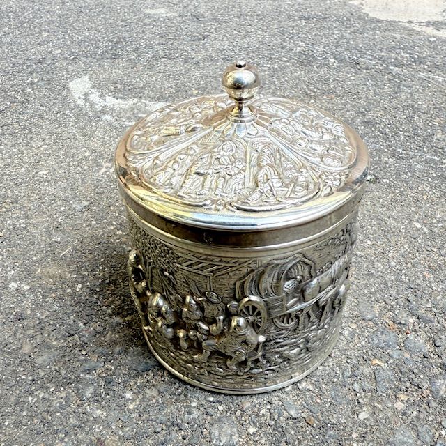 Чайница шкатулка DE 11 см мельхиор серебрение Голландия