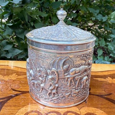 Чайница шкатулка DE 11 см мельхиор серебрение Голландия