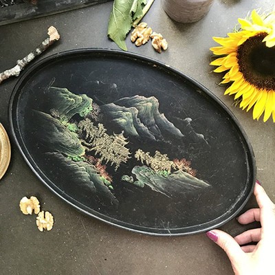 Поднос японский лакированный дерево