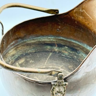 Зольник средний медный со львами и керамической ручкой 