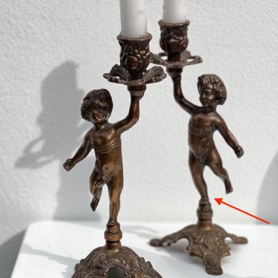 Подсвечник Амур правый 23 см бронза