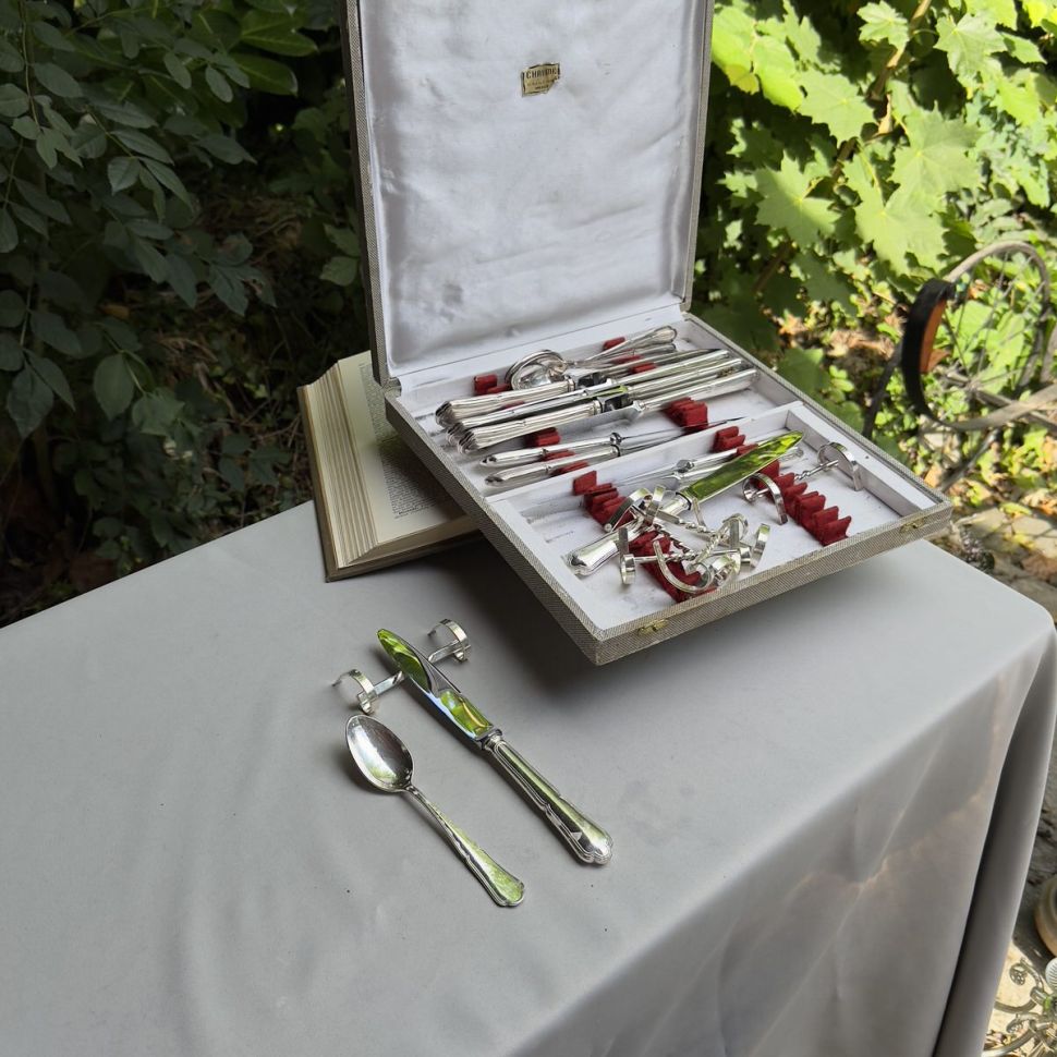 Нож столовый 25 см сталь серебрение Франция