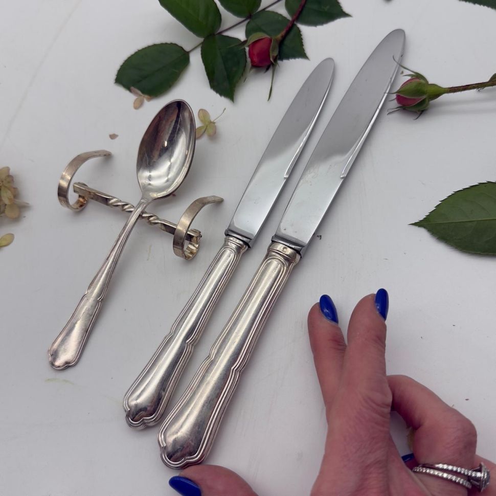 Нож столовый 25 см сталь серебрение Франция