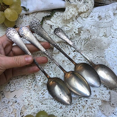 Ложка Большая столовая с узором серебрение