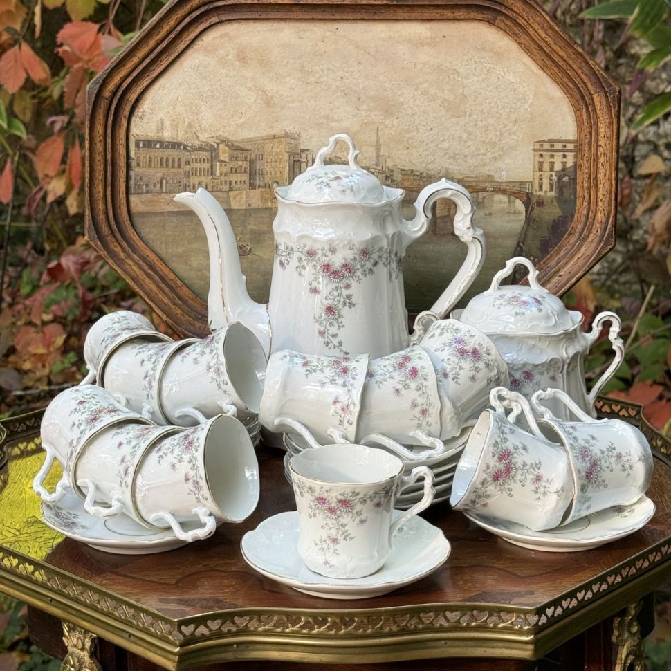 Чайник кофейник Carl Tielsch 1,3 л фарфор Германия 1900 гг.