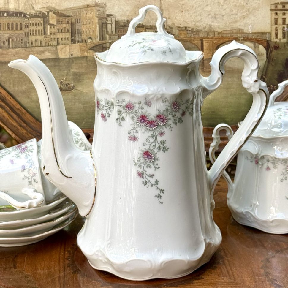 Чайник кофейник Carl Tielsch 1,3 л фарфор Германия 1900 гг.