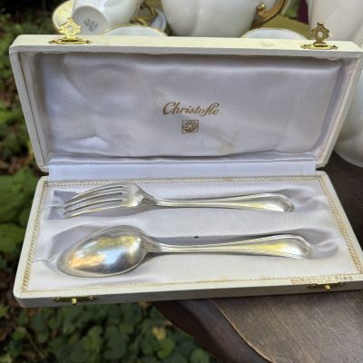 Ложка и вилка набор Christofle 17 см серебрение Франция