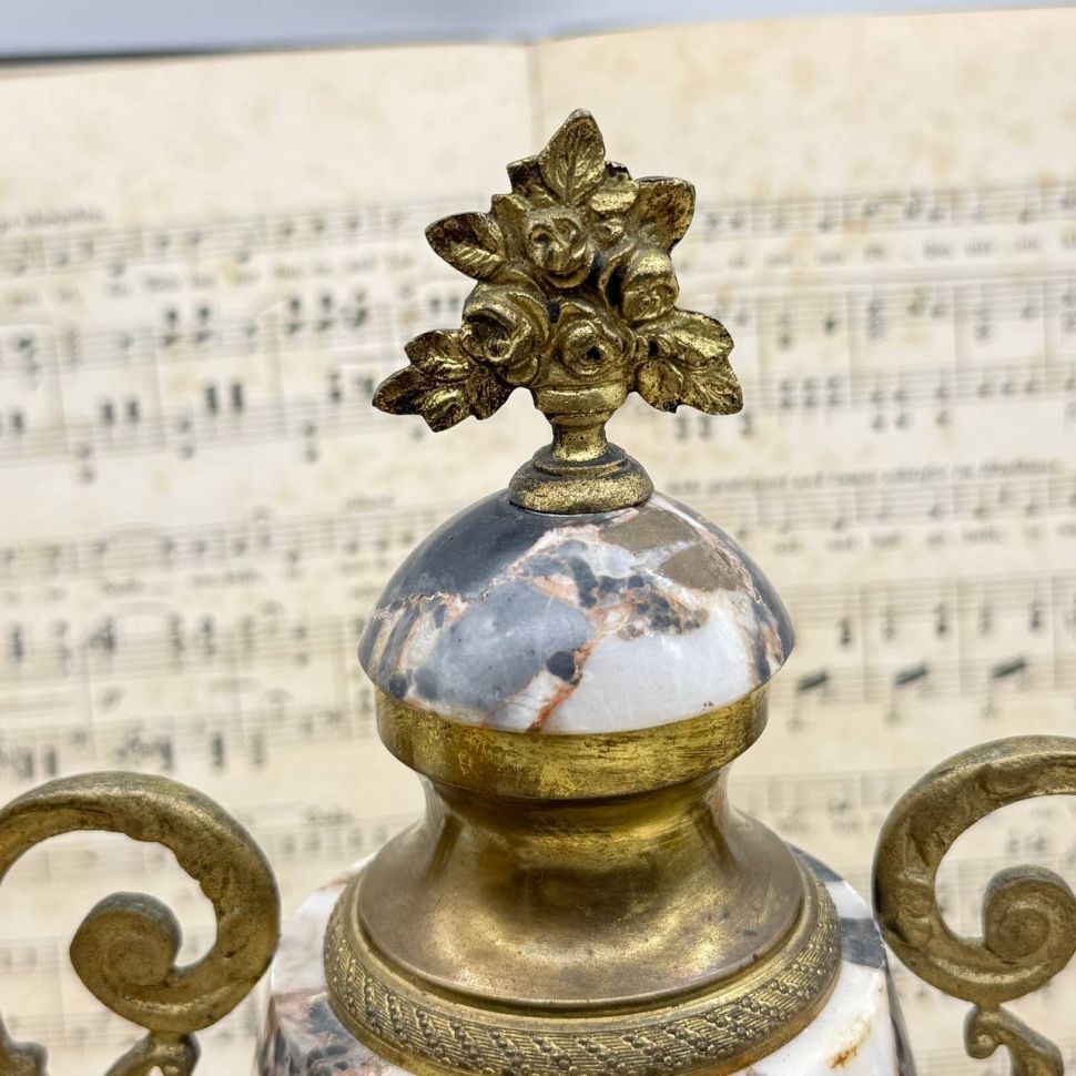 Кубок каминный 33 см XIX век Франция мрамор латунь