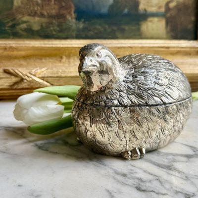 Шкатулка Цесарка 16 см серебрение Франция