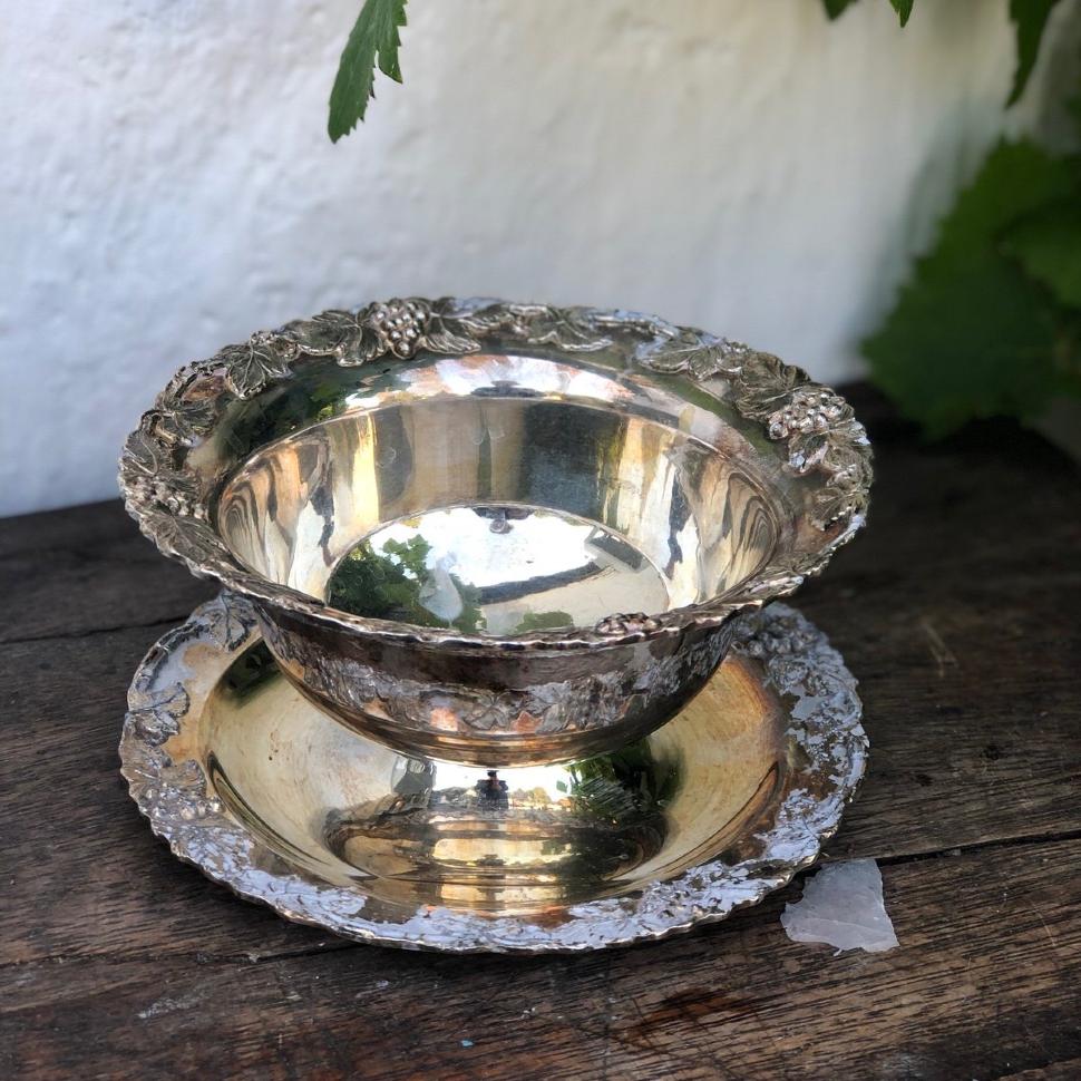 Ваза фруктовница на основании мельхиор Silver Plated Швеция