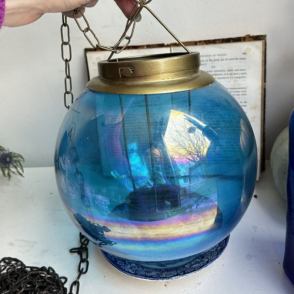 Подсвечник подвесной Шар 20 см стекло металл