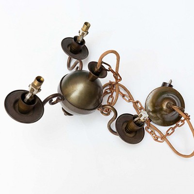 Люстра латунная на медной цепи