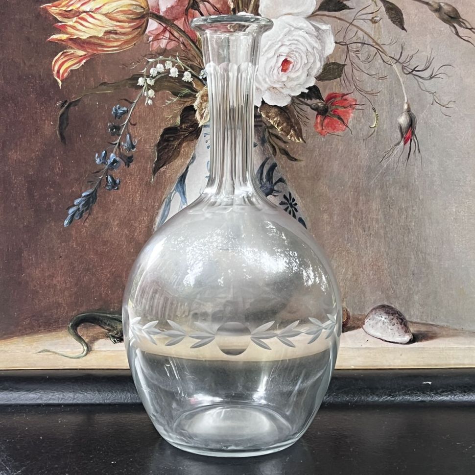 Графин старинный 1,3 л хрусталь гравировка Франция