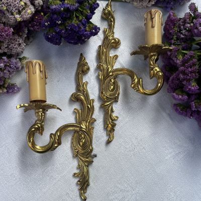 Бра настенное на 1 лампу 27 см латунь Франция 