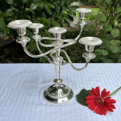 Подсвечник канделябр на 5 свечей 30 см серебрение