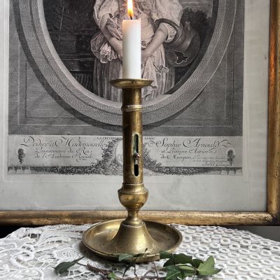 Подсвечник на блюде с подъемным механизмом 22 см латунь Франция