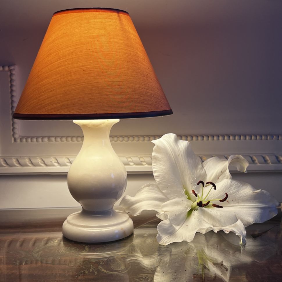 Лампа настольная с абажуром 30 см алебастр Франция 