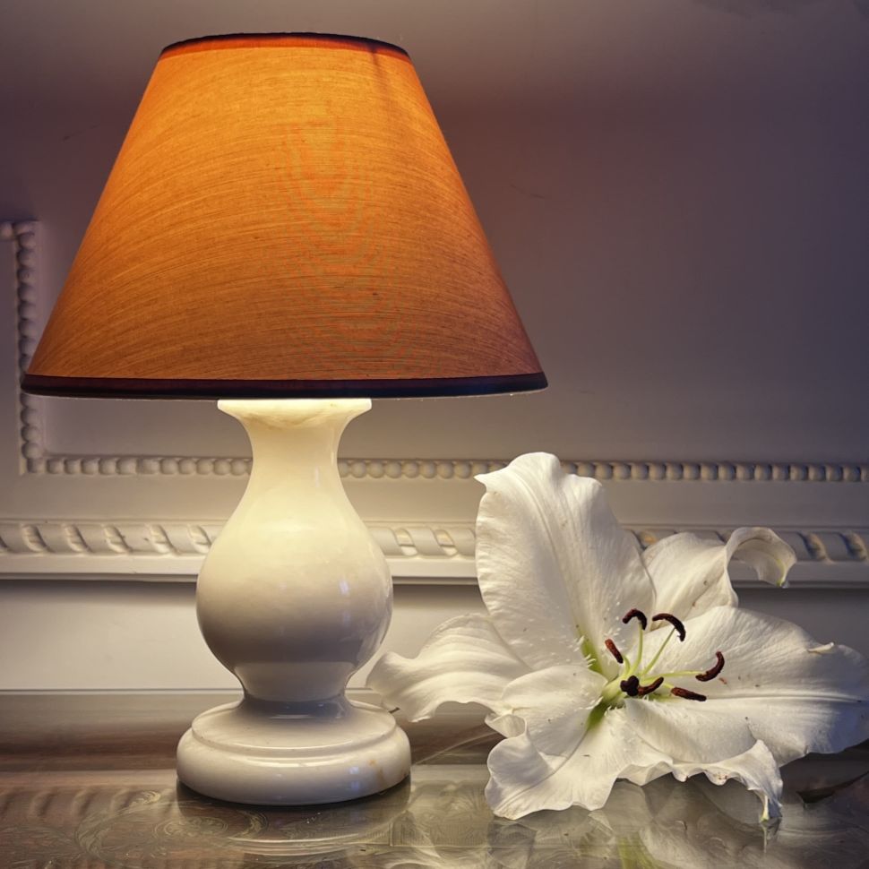 Лампа настольная с абажуром 30 см алебастр Франция 