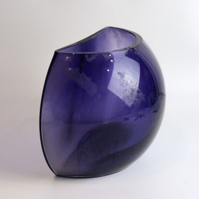 Ваза большая полукруг синее-сиреневая тяжелая
