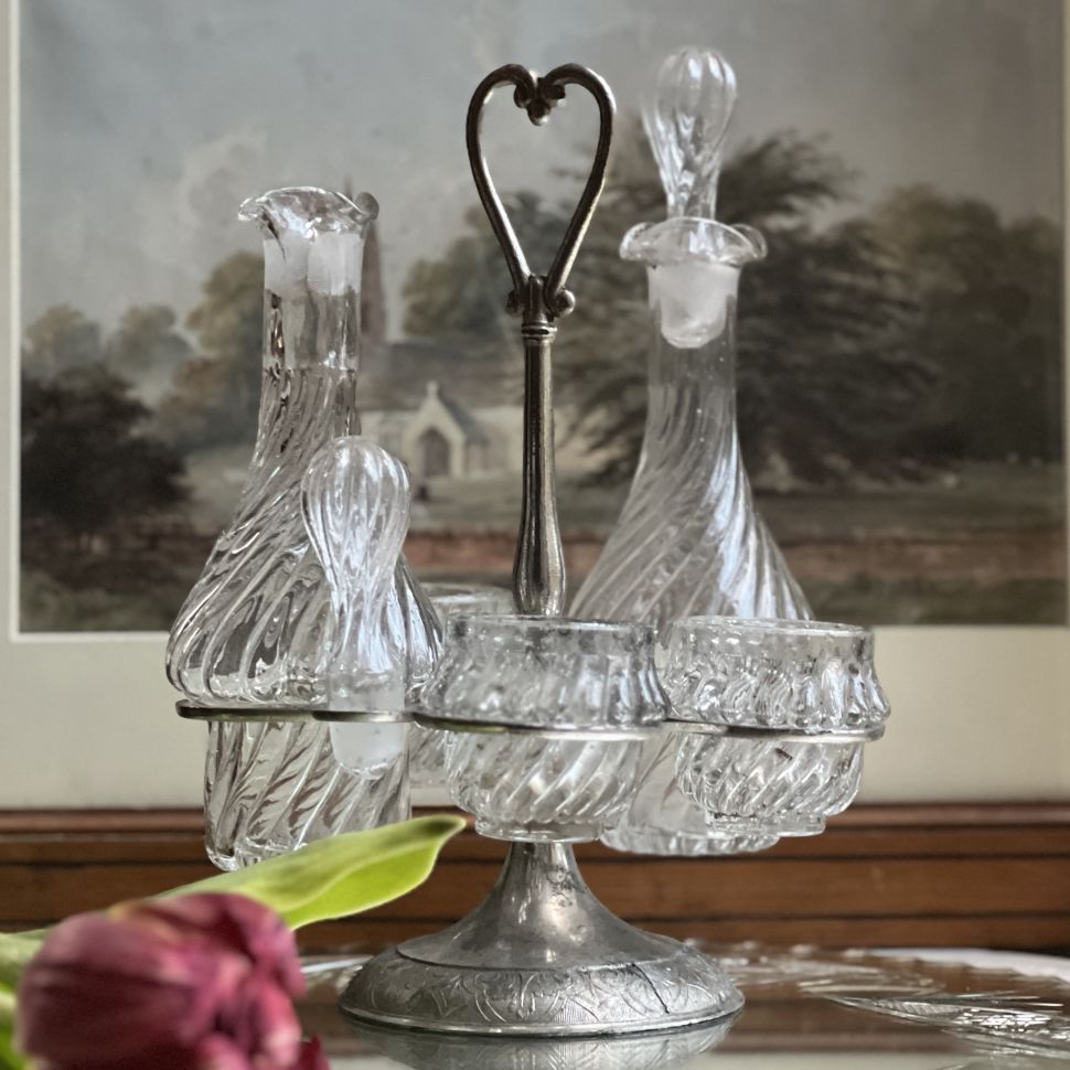 Сервировочный набор 24 см стекло металлический сплав Франция 