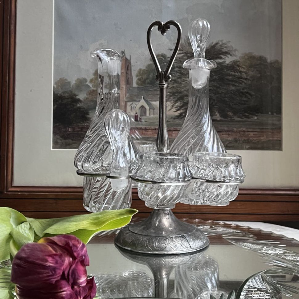 Сервировочный набор 24 см стекло металлический сплав Франция 