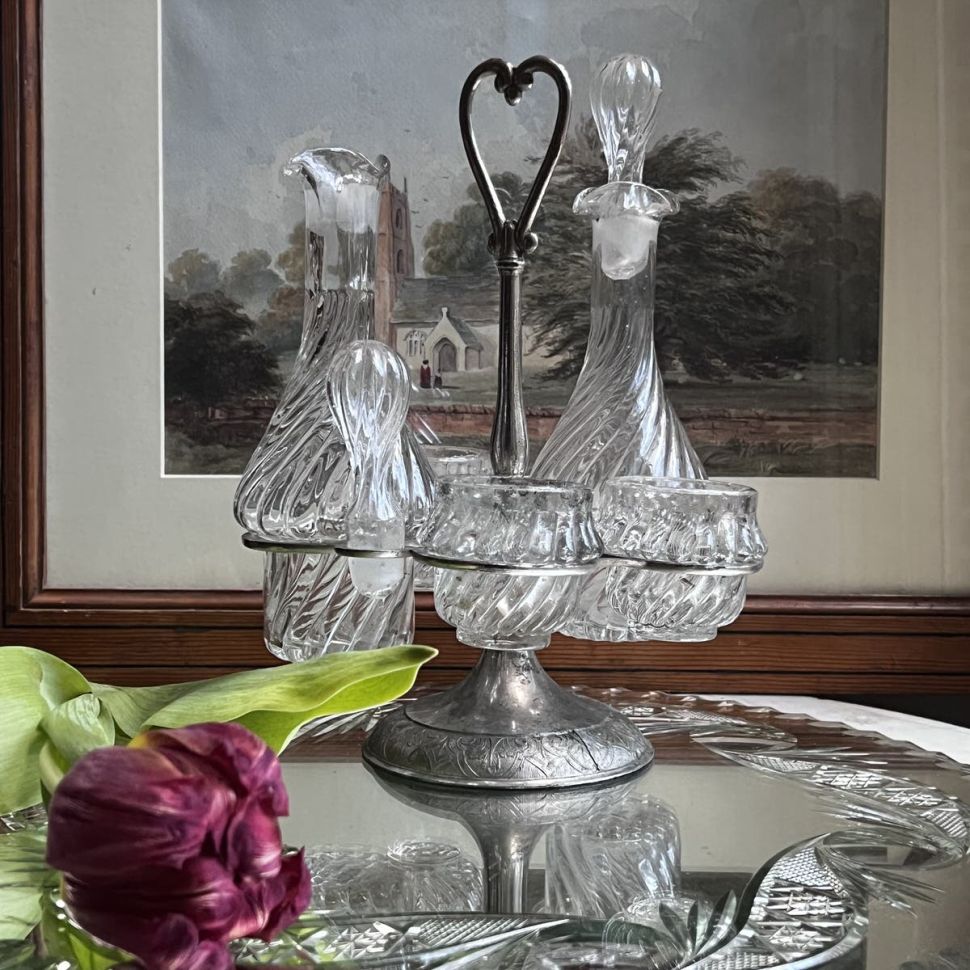 Сервировочный набор 24 см стекло металлический сплав Франция 