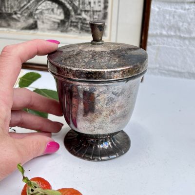 Сахарница с крышкой 10 см мельхиор патина