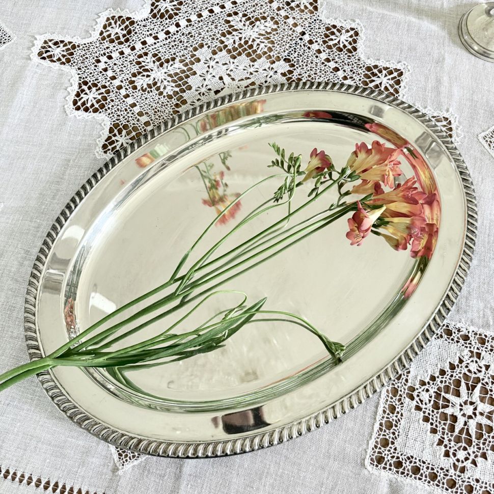 Поднос 55 см Fleuron Christofle Франция серебрение