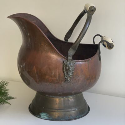 Зольник кашпо 33 см медь керамические ручки