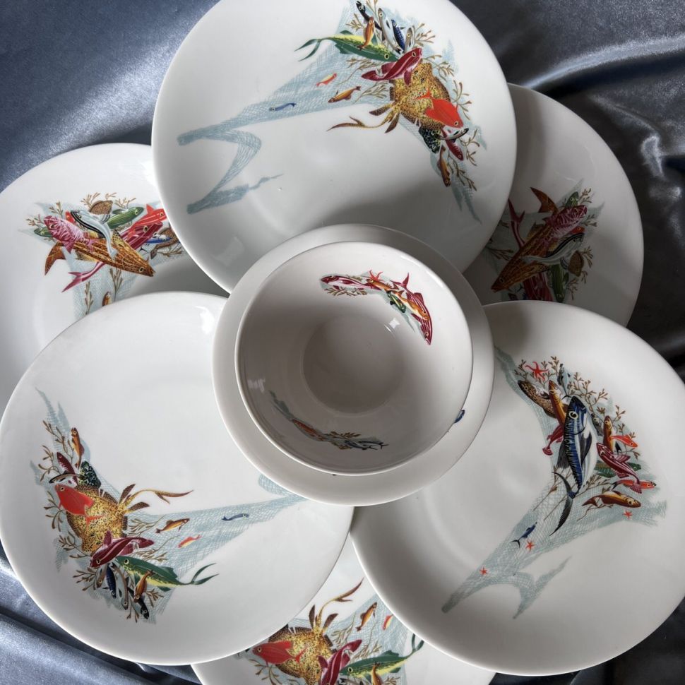 Тарелка Limoges Рыбы 24 см фарфор Франция