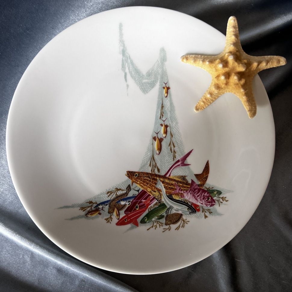 Тарелка Limoges Рыбы 24 см фарфор Франция