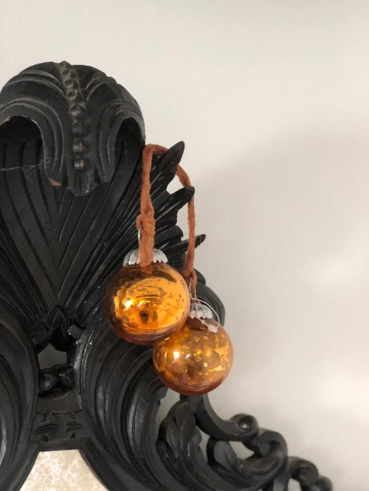 Шар елочный малый глянцевый "патина" Золотой