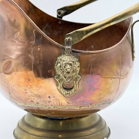 Зольник малый медный со львами и керамической ручкой