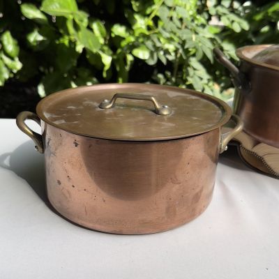 Кастрюля с крышкой 3 л Франция медь латунь 