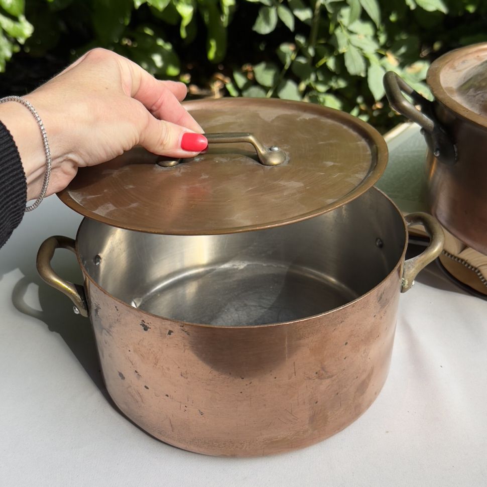 Кастрюля с крышкой 3 л Франция медь латунь 