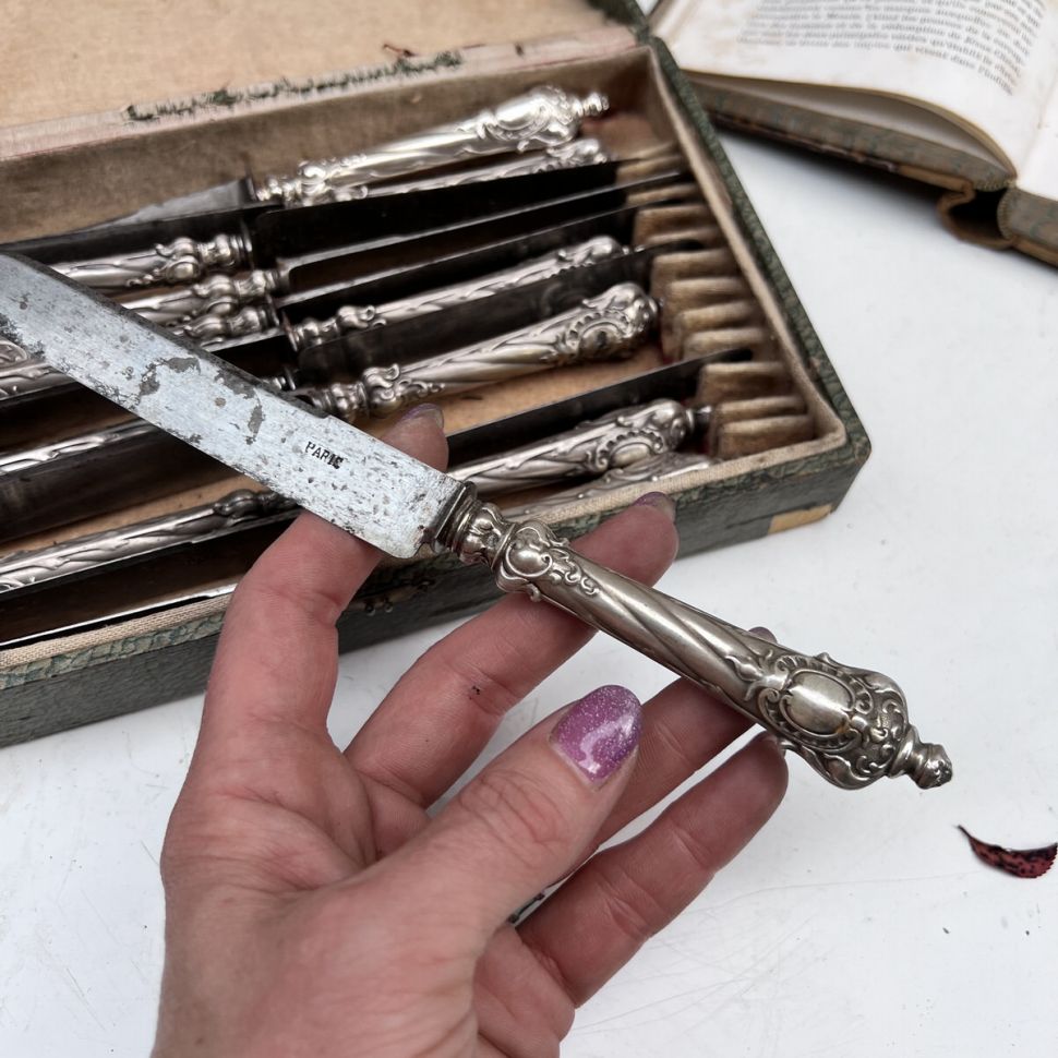 Нож столовый 21 см серебро Франция