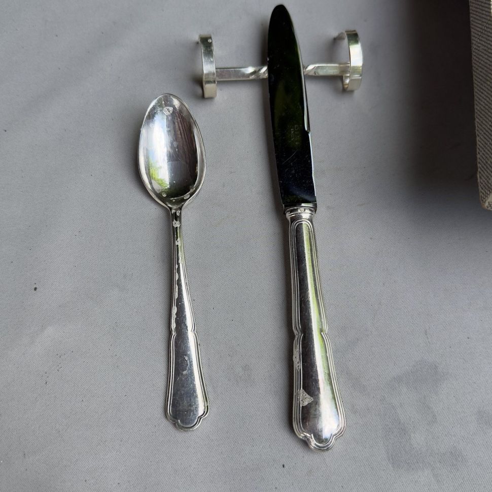 Нож столовый 21 см сталь серебрение Франция