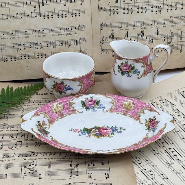 Блюдо сахарница молочник Royal Albert Lady Carlyle набор 3 предмета Англия 