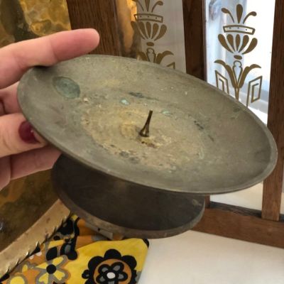 Подсвечник латунный для толстой свечи 14 см.