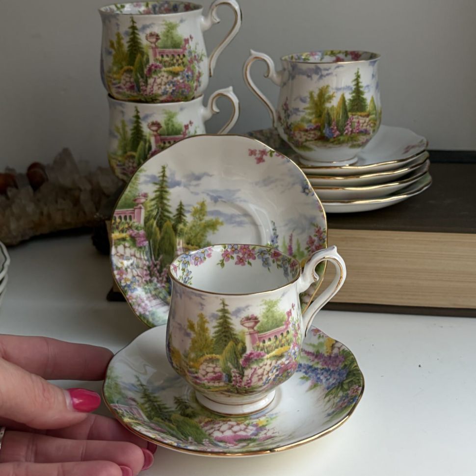 Кофейная пара Royal Albert Kentish Rockery 130 мл 1950 гг