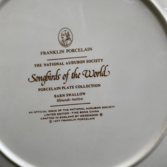 Тарелка Franklin Porcelain Wedgwood Songbirds of the World Barn Swallow 1977 г 28 см 