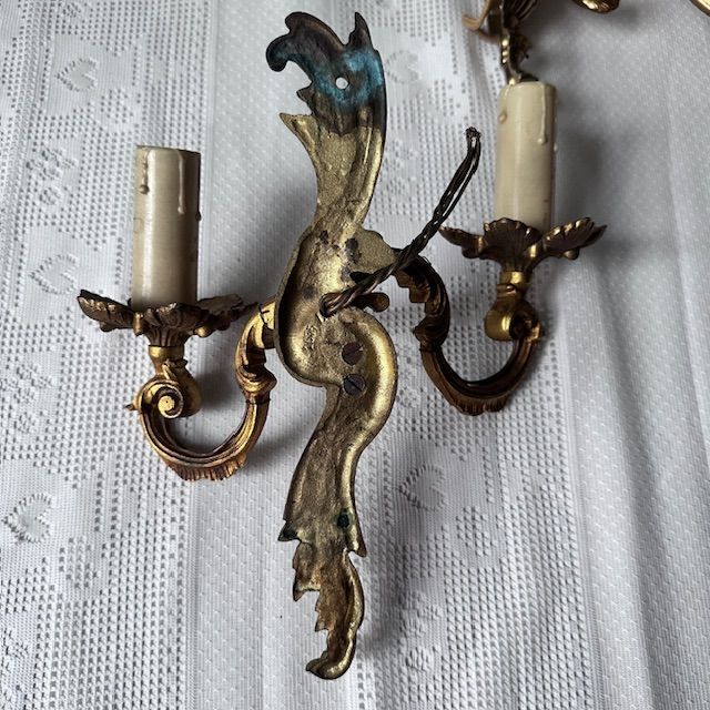 Бра настенное на 2 лампы 25 см бронза Франция