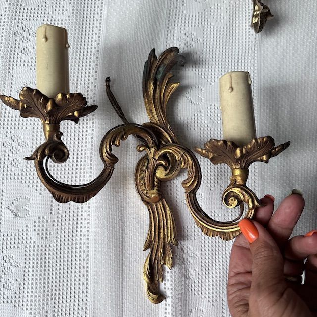 Бра настенное на 2 лампы 25 см бронза Франция