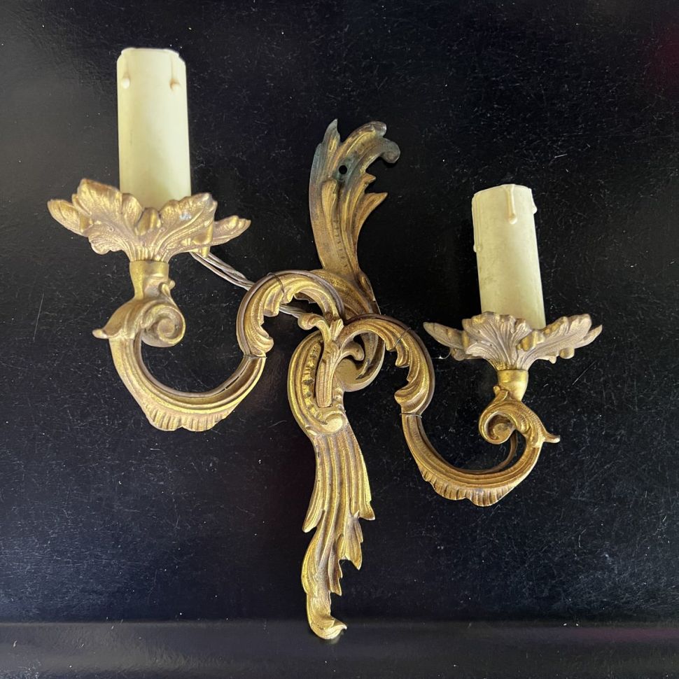 Бра настенное на 2 лампы 25 см бронза Франция      