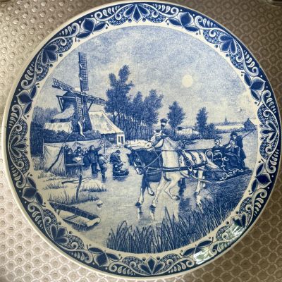 Тарелка блюдо Delfts 39 см Голландия ручная работа
