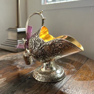 Сахарница с ложкой 15 см металл серебрение