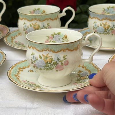 Чайная пара Royal Canterbury green 180 мл Англия фарфор