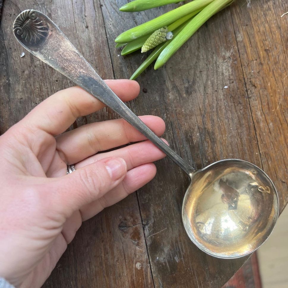 Соусник половник 19 см мельхиор патина