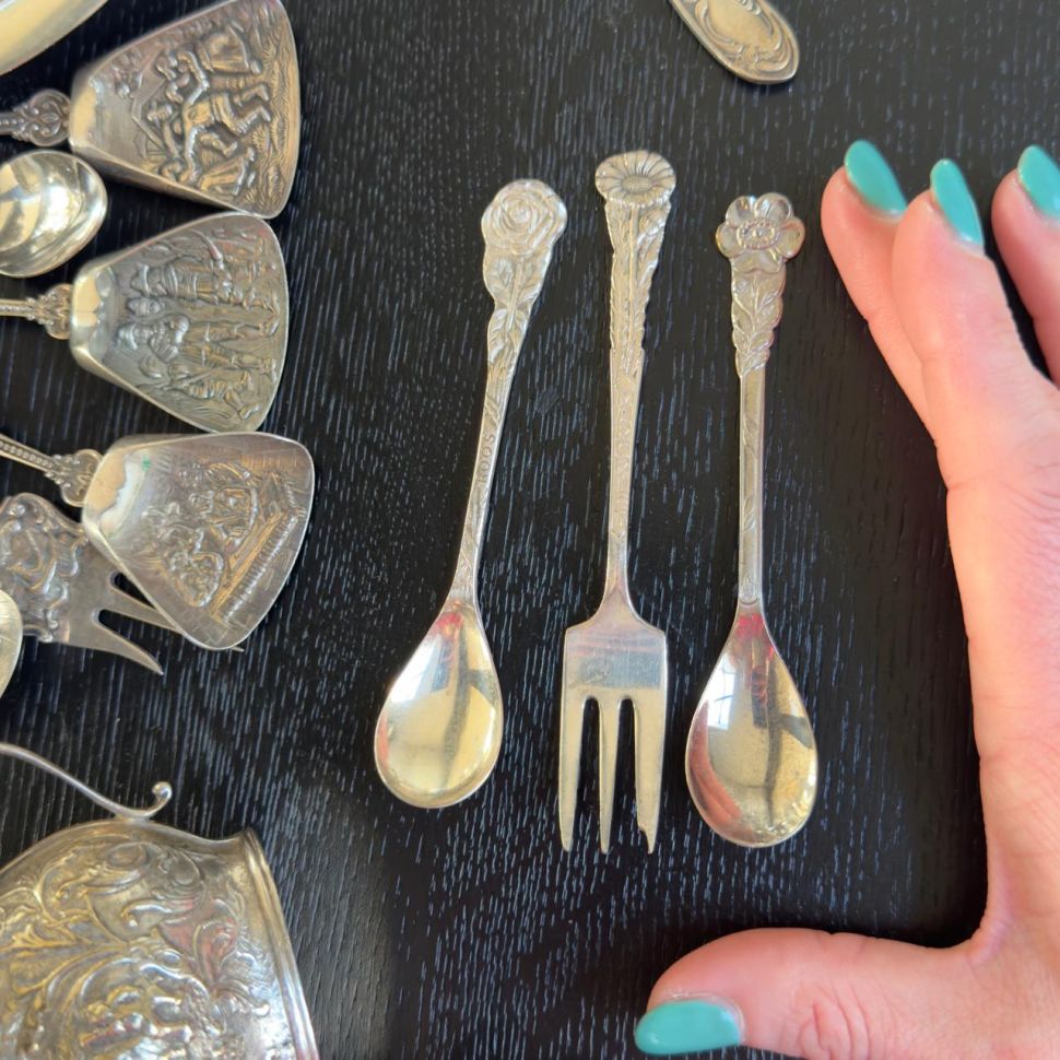 Вилка трезубец Ромашка 12 см серебрение