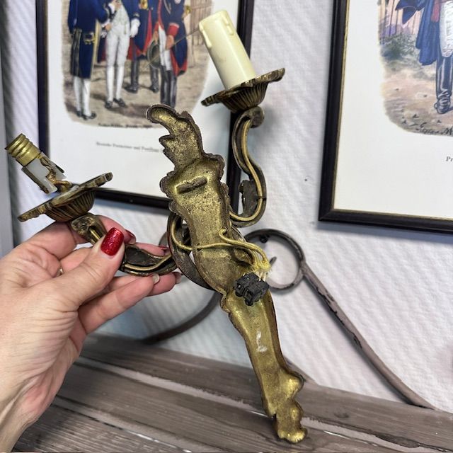 Бра настенное на 2 лампы 28 см бронза Франция